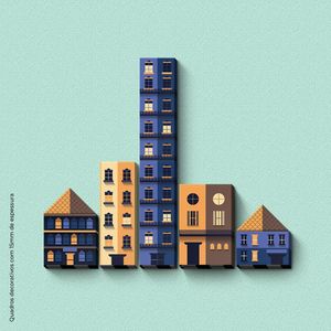 Casas E Prédios Da Cidade Quadro Com 8 Peças 15Mm