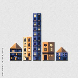 Casas E Prédios Da Cidade Quadro Com 8 Peças 6Mm