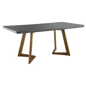 Mesa Munique 180cm Madeira E Vidro Mobillare Grafite Com Imbuia