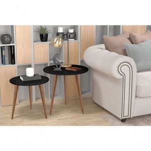 Conjunto De Mesas De Apoio E Lateral Teles Preto