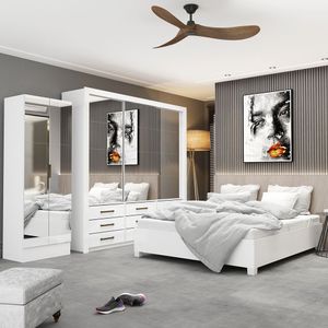 Quarto Completo Casal Anjos Sapateira 2 Portas E Cama Branco