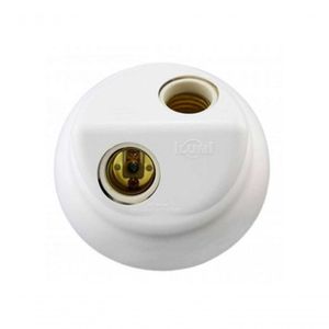 Plafon Ilumi Branco Borne Porc 100W 2 Lamp 18092