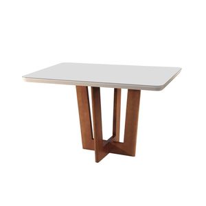 Mesa Patros 120 Cm Madeira E Vidro Mobillare Imbuia/cinamomo