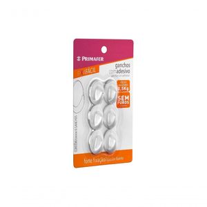 Gancho Plast C/Adesivo Primafer Redondo 0,5Kg C/6Pcs Bl 2501