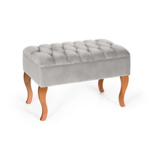 Puff Banqueta Soffia Decorativo Captonado Para Sala Ou Quarto Cinza Claro