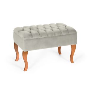 Puff Banqueta Soffia Decorativo Captonado Para Sala Ou Quarto Bege