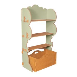 Estante Livreiro Infantil De Encaixe Com Organizador De Brinquedos Natureza Verde