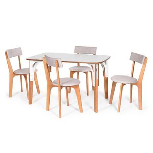 Conjunto De Mesa Jantar Sublime Com 4 Cadeiras Estofadas Vime