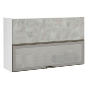 Armário Basculante 120cm 2 Porta Prata Branco Polar