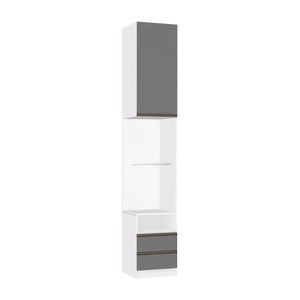 Mesa De Cabeceira Lado 1 Porta 2 Gavetas Branco C/Cinza