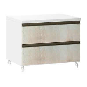 Mesa De Cabeceira 2 Gavetas 60,5cm Branco C/Legno Crema