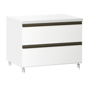 Mesa De Cabeceira 2 Gavetas 60,5cm Branco C/Branco