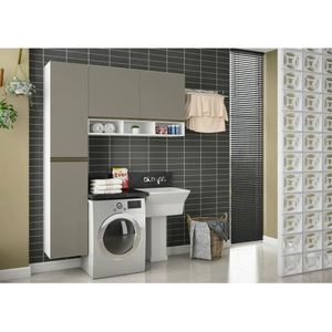 Armário De Lavanderia 2 Peças Pérola Luciane Móveis Branco Polar Com Connect