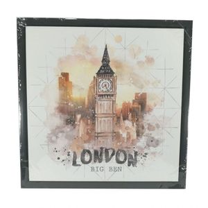 Quadro Em Canvas Preto London - Big Ben 40x40 Cm