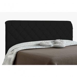 Cabeceira Paris Para Cama Box Quenn Preto Suede Amassado