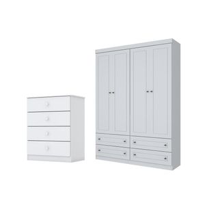 Jogo De Quarto Com Guada Roupa Americano E Cômoda Labirinto