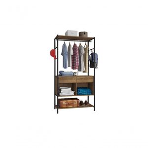 Guarda Roupa Solteiro Closet 2 Gavetas Preto/Demolição