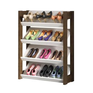 Sapateira Organizacom 4 Prateleiras Az1025 Branco / Nogal