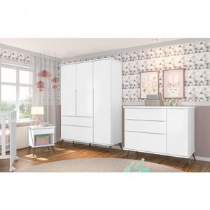Jogo De Quarto Guarda Roupa, E Mesa De Cabeceira Branco
