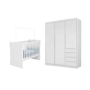 Jogo De Quarto Guarda Roupa Diamante E Berço Branco