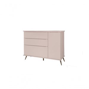 Cômoda Mariana Retro 3 Gavetas 1 Porta Rosê - Fbaby