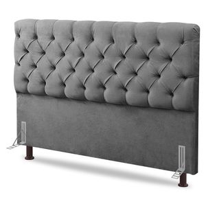Cabeceira Cama Box Solteiro Lylla 90cm Capitonê Com Frame Suede Cinza - Abmaza