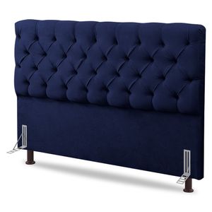 Cabeceira Cama Box Solteiro Lylla 90cm Capitonê Com Frame Suede Azul Marinho - Abmaza