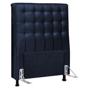 Cabeceira Cama Box Solteiro Ciara 90cm Botonê Com Frame Veludo Azul Marinho - Abmaza