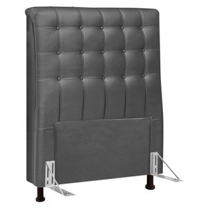 Cabeceira Cama Box Solteiro Ciara 90cm Botonê Com Frame Linho Cinza - Abmaza
