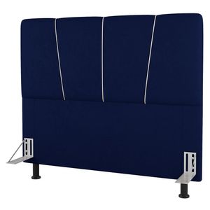 Cabeceira Cama Box Solteiro Amber 90cm Estofada Veludo Azul Marinho - Abmaza