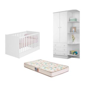 Berço Mini Cama Colch.Guarda Roupa inf.Cantone Branc-Fdecor