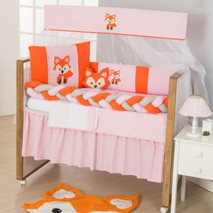 Kit Para Berço Bebê Rapozinha 10 Peças - Rosa