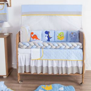 Kit Para Berço Bebê Dinossauro 13 Peças - Azul