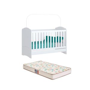 Berço Bala De Menta Branco E Colchão - Fdecor