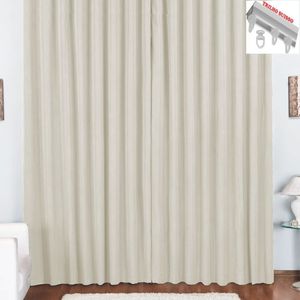 Cortina Pryme 3 Metros Sala Quarto Em Oxford Para Trilho Suisso - Palha