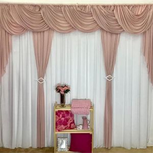 Cortina Idealle Para Varão Em Malha 4,00m X 2,60m Sala Quarto Top - Rosê