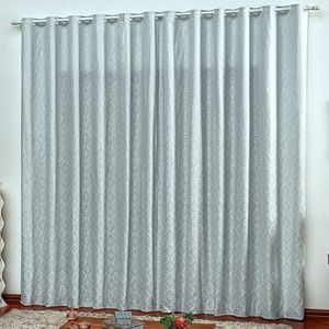 Cortina Em Jacquard Bahamas 3,00 X 2,70 Para Varão - Cinza Claro