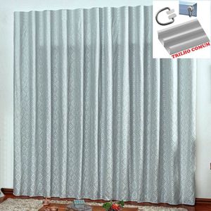 Cortina Em Jacquard Bahamas 4,00 X 2,70 Para Trilho Comum - Cinza Claro