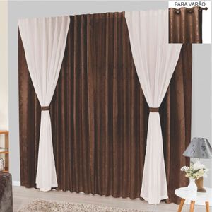 Cortina Bhaly Jacquard E Voal 4,00 X 2,50 Para Varão - Tabaco