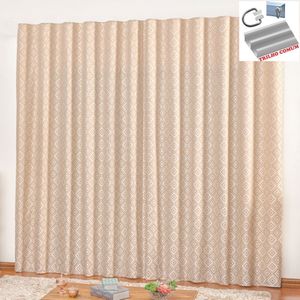 Cortina Em Jacquard Bahamas 2,00 X 1,70 Para Trilho Comum - Bege