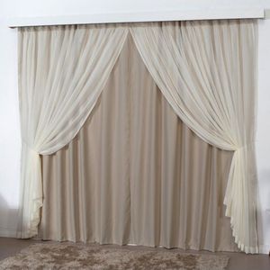 Cortina 3 Mts Sala Quarto Escritório Blackout Voal Trilho Comum - Avelã
