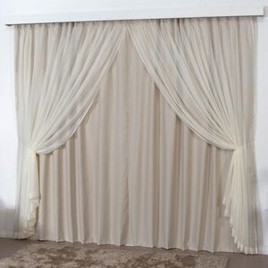 Cortina 4 Mts Sala Quarto Escritório Blackout Voal Trilho Comum - Bege