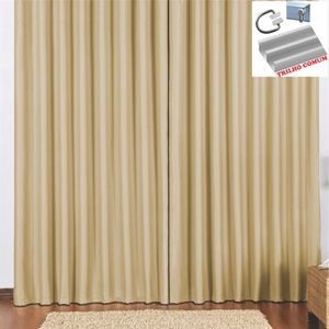 Cortina 4 Mts Sala Quarto Escritório Blackout Original Para Trilho Comum - Avelã