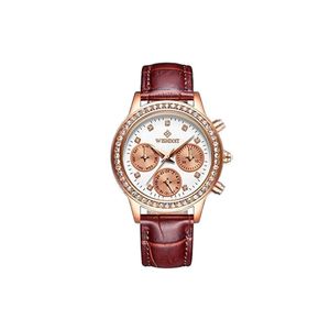 Relógio Feminino Elegante De Couro Wishdoit Wsd-13n à Prova