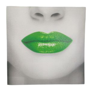 Quadro Boca Batom Verde Moldura 40x40 Textura Pop Lipstick Sala Quarto Recepçao Enfeite Decoraçao