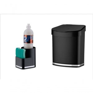 Kit Preto Future Lixeira E Suporte Para Detergente E Esponja