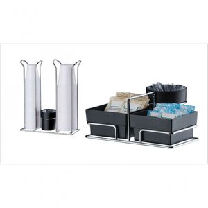 Kit Mesa 2Pçs Preto Future Suporte Sache+ Porta Copo Descart