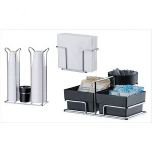 3Pçs Preto Porta Copo Descart Suporte Guardanapo Sache