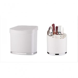 Kit 2 Peças Branco Future Lixeira Porta Talher Suporte