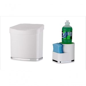 Kit 2 Pçs Branco Future Lixeira Pia Suporte Detergente Sabão